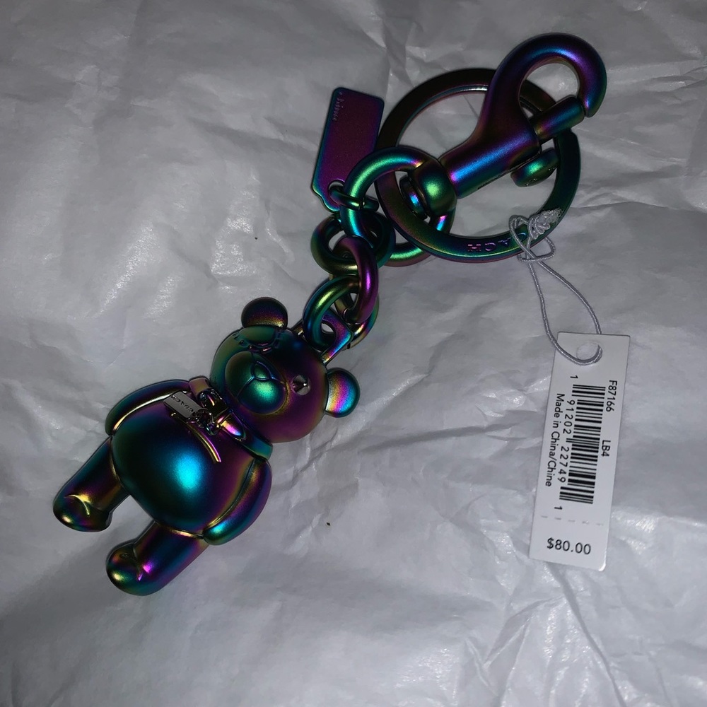 NWT Authentic OilSlick Coach Teddy Bear Keychain